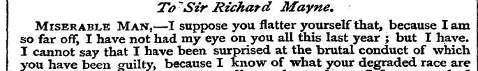 To"Sir Richard Mayne, so Miserable far o...