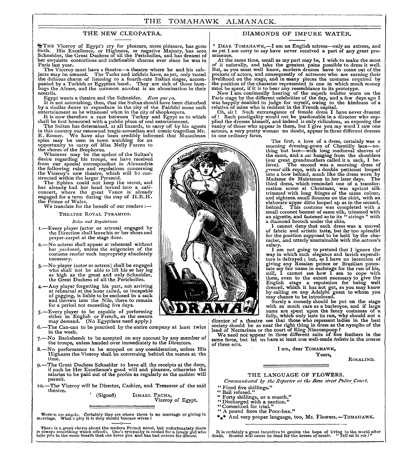 Tomahawk (1867-1870): jS F Y, 1st edition, Almanack - The New Cleopatra.