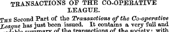 TRANSACTIONS OF THE CO-OPERATIVE LEAGUE....