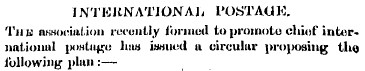 I INTERNATIONAL POSTAGE. Tim association...
