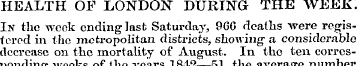 HEALTH OF LONDON DURING THE WEEK. In the...