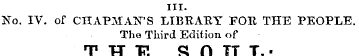 III. No. IV. of CHAPMAN'S LIBRARY FOR TH...