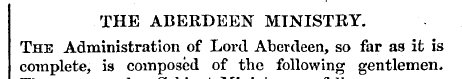 THE ABERDEEN MINISTRY. The Administratio...