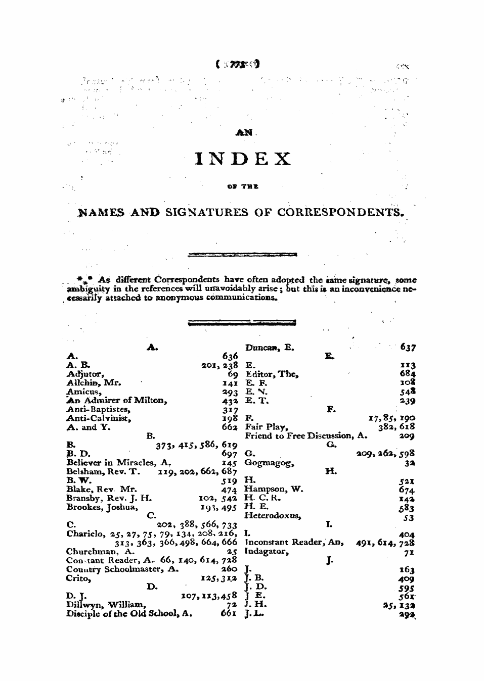 Monthly Repository (1806-1838) and Unitarian Chronicle (1832-1833): F Y, 1st edition, End matter - Untitled Article