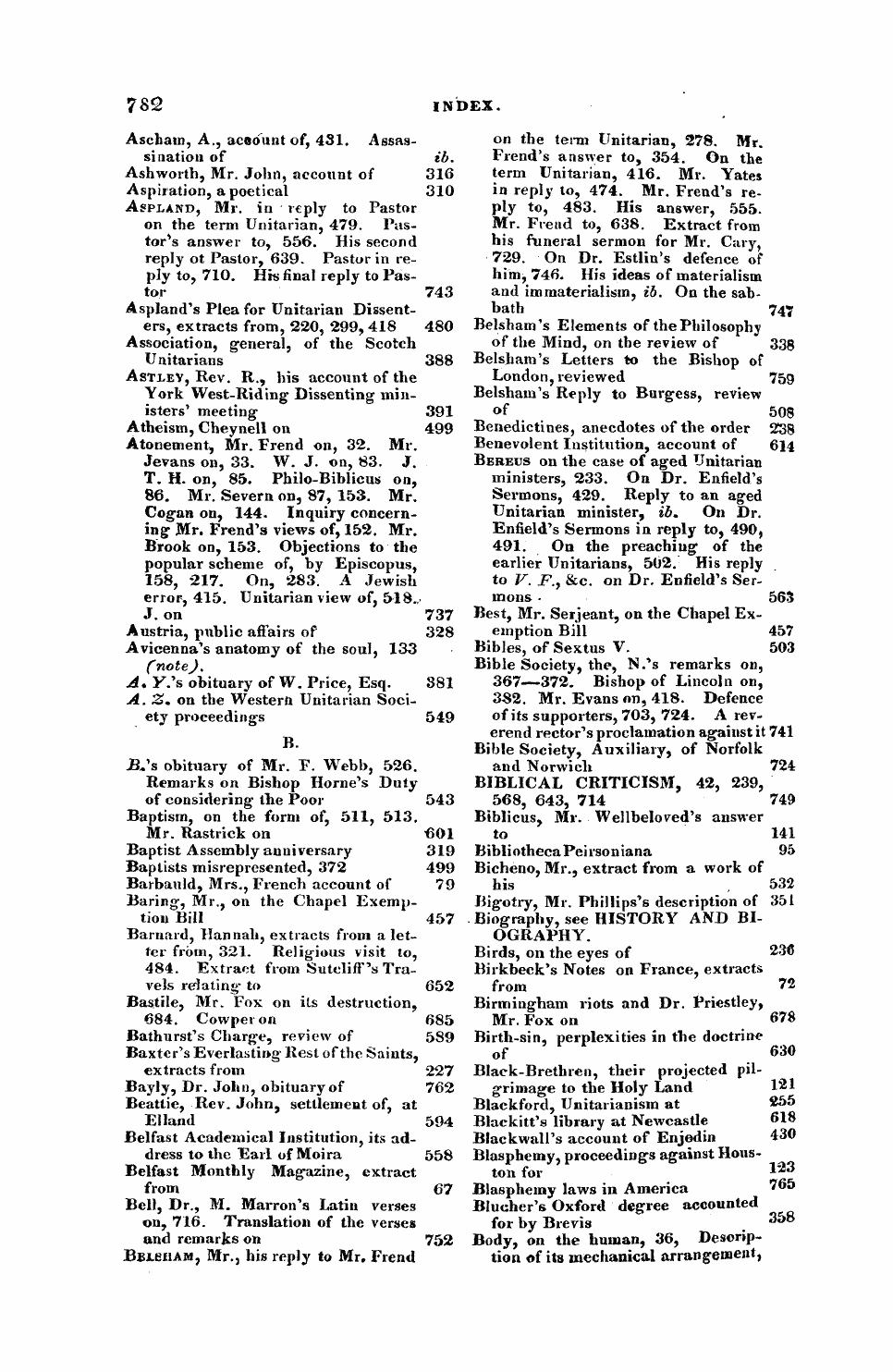 Monthly Repository (1806-1838) and Unitarian Chronicle (1832-1833): F Y, 1st edition, End matter: 2