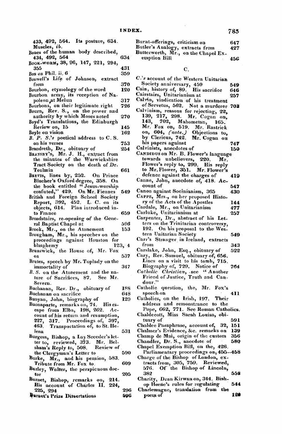 Monthly Repository (1806-1838) and Unitarian Chronicle (1832-1833): F Y, 1st edition, End matter: 3