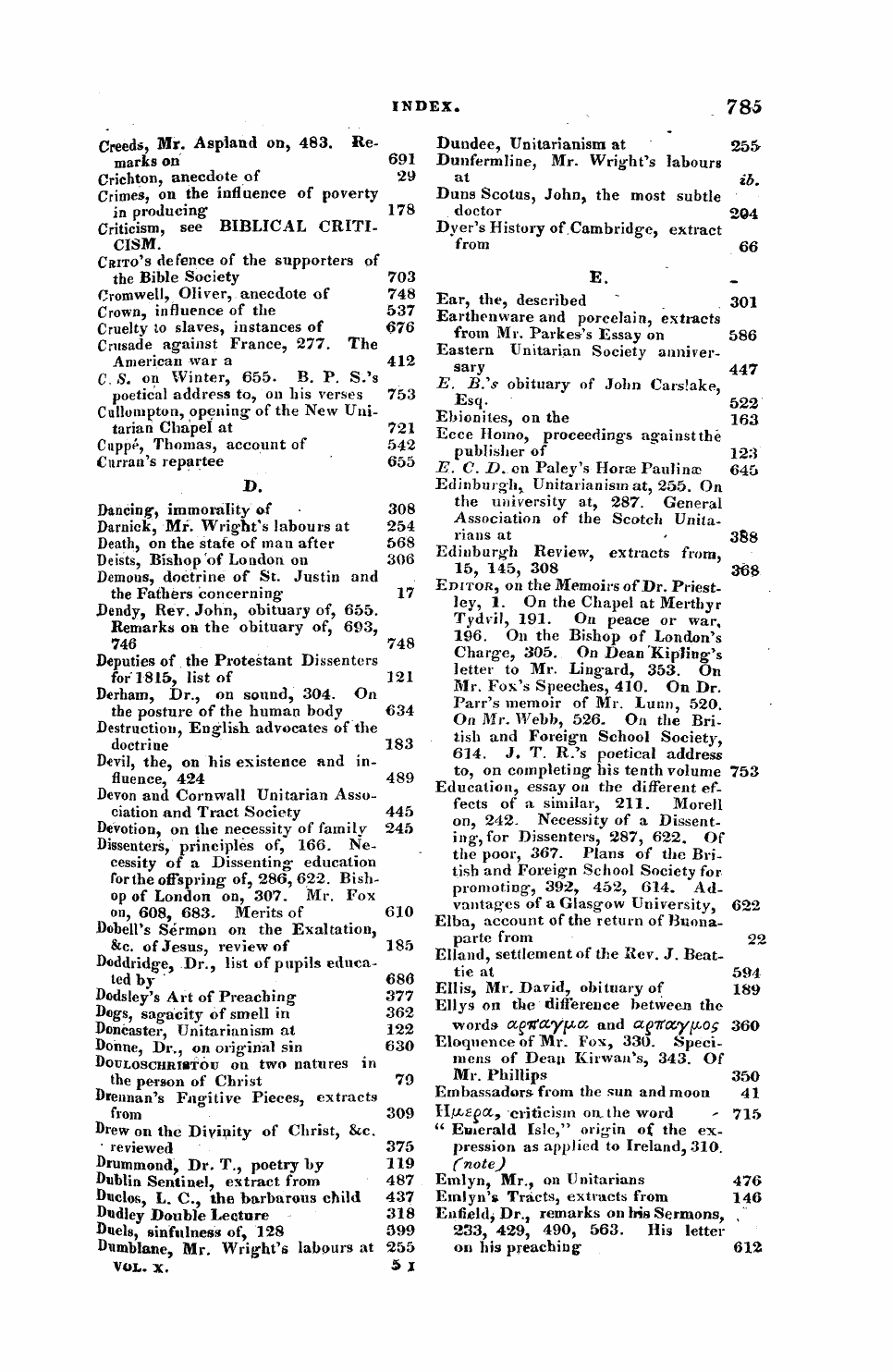 Monthly Repository (1806-1838) and Unitarian Chronicle (1832-1833): F Y, 1st edition, End matter: 5