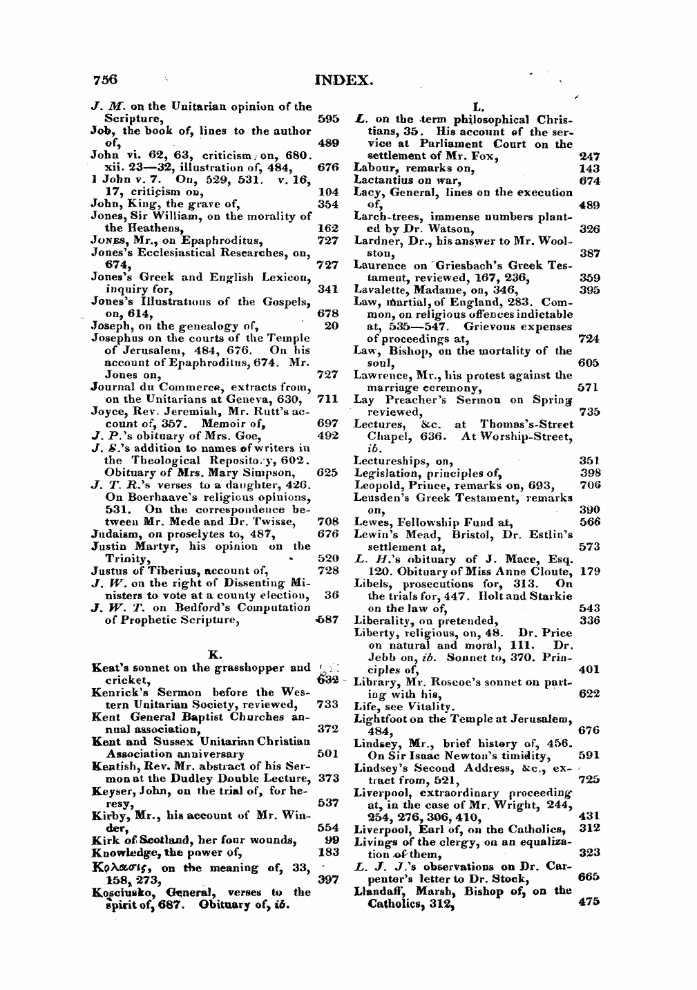 Monthly Repository (1806-1838) and Unitarian Chronicle (1832-1833): F Y, 1st edition, End matter - Untitled Article