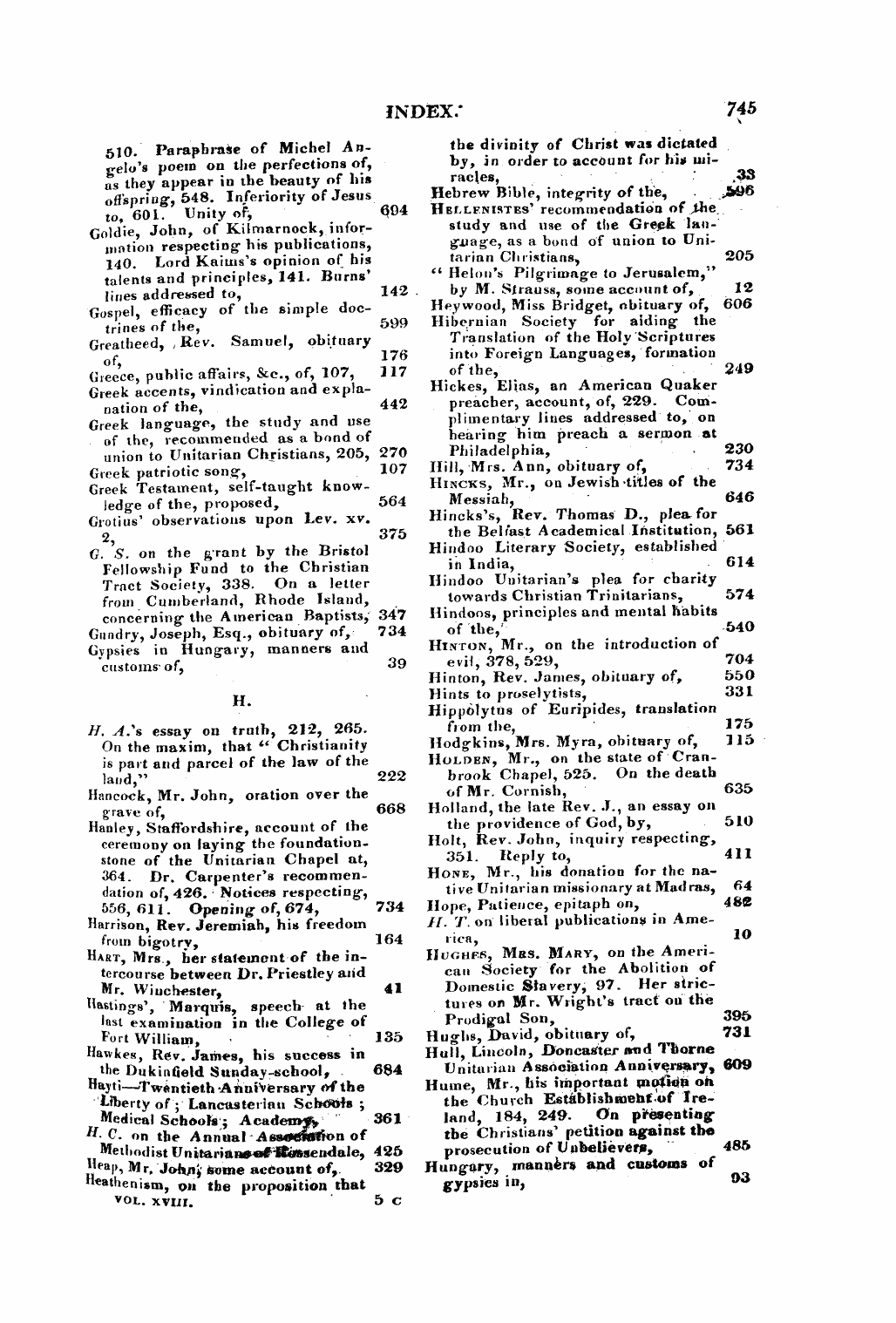 Monthly Repository (1806-1838) and Unitarian Chronicle (1832-1833): F Y, 1st edition, end matter - Untitled Article