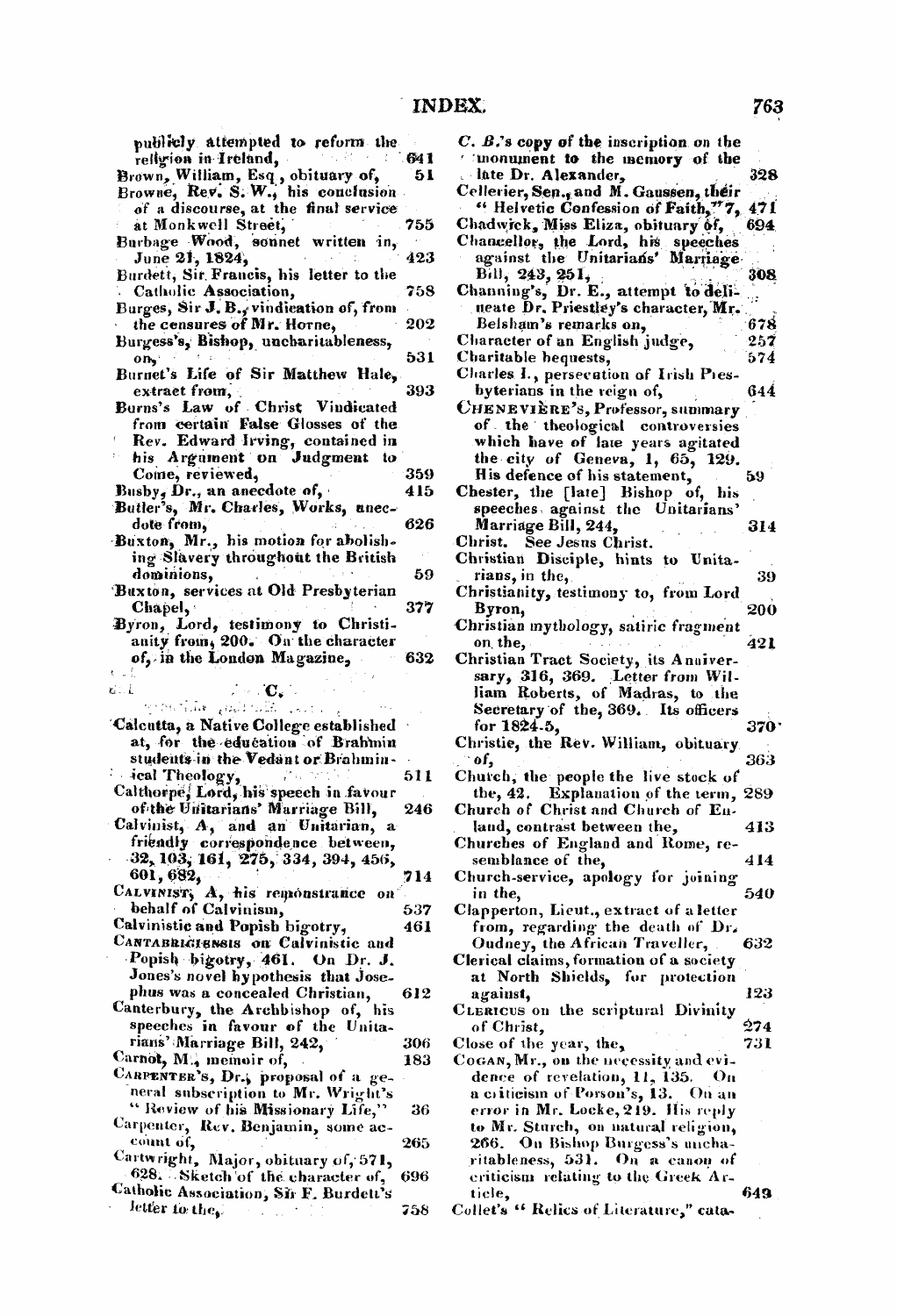 Monthly Repository (1806-1838) and Unitarian Chronicle (1832-1833): F Y, 1st edition, End matter: 3