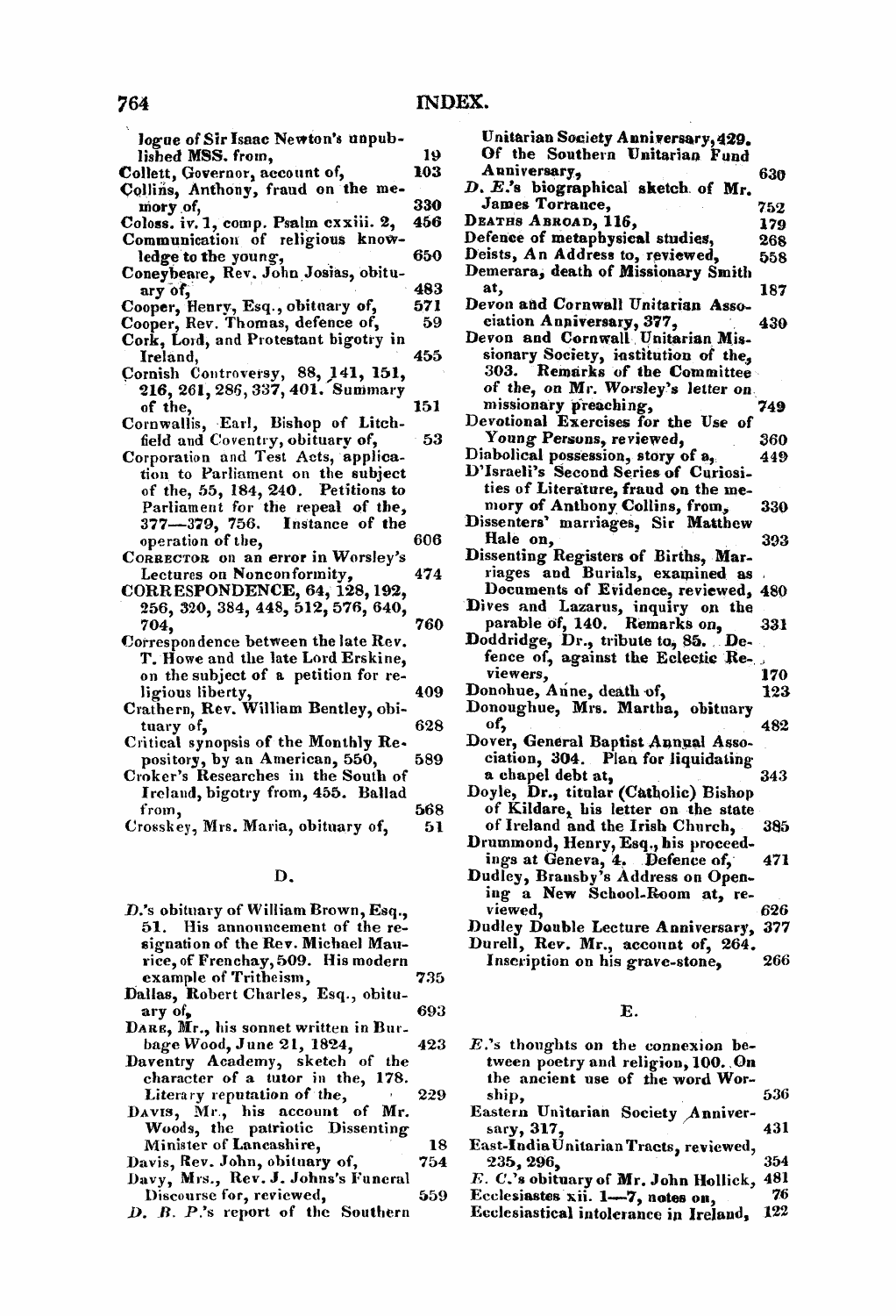 Monthly Repository (1806-1838) and Unitarian Chronicle (1832-1833): F Y, 1st edition, End matter: 4