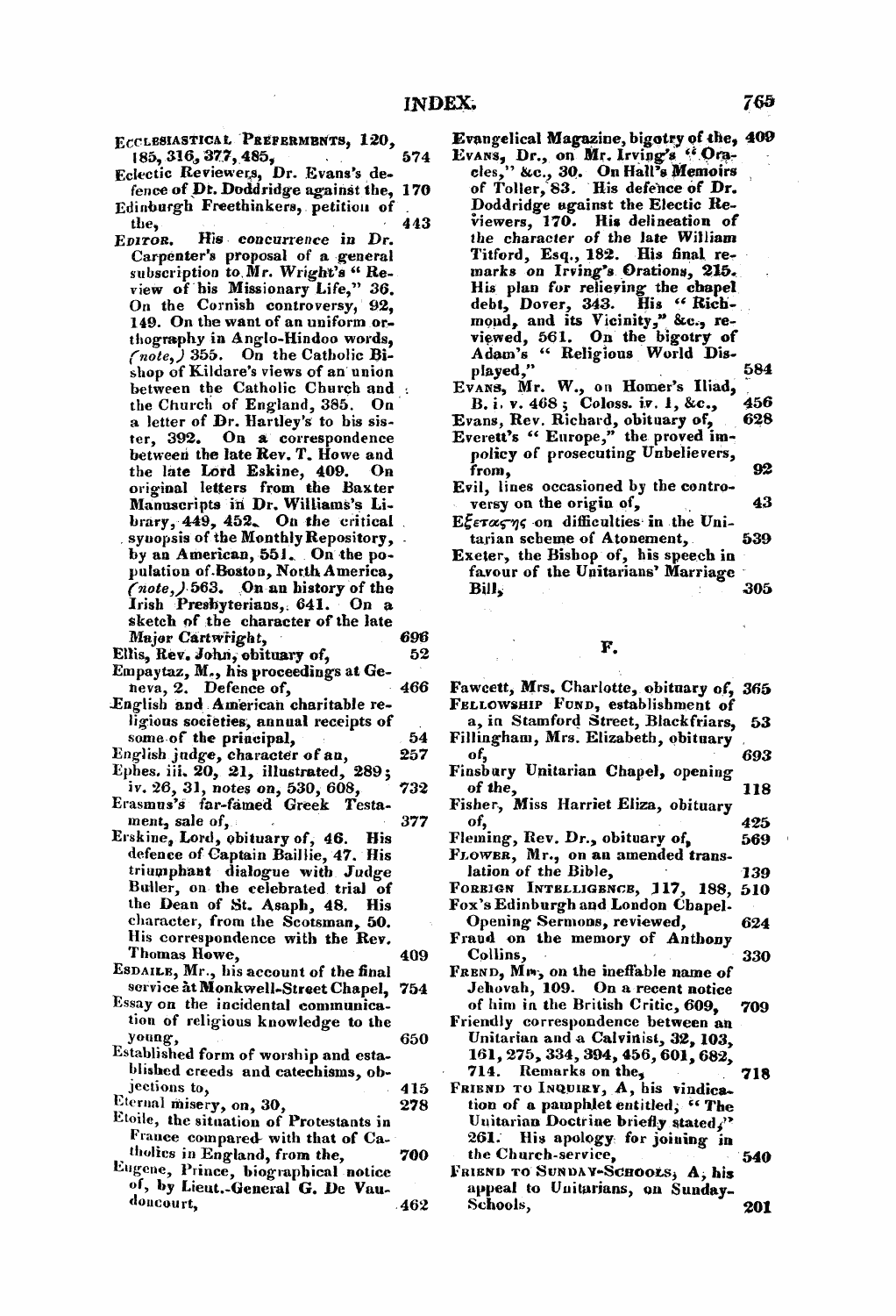 Monthly Repository (1806-1838) and Unitarian Chronicle (1832-1833): F Y, 1st edition, End matter - Untitled Article