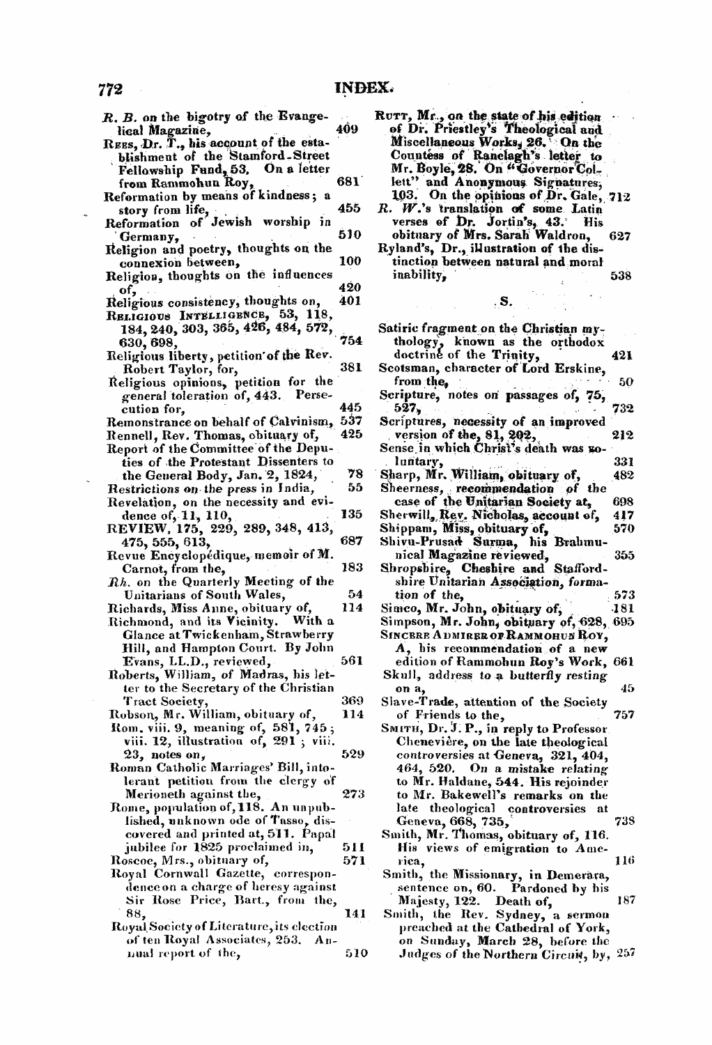 Monthly Repository (1806-1838) and Unitarian Chronicle (1832-1833): F Y, 1st edition, End matter: 12