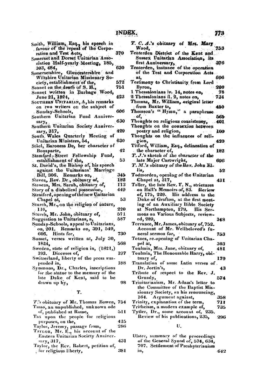 Monthly Repository (1806-1838) and Unitarian Chronicle (1832-1833): F Y, 1st edition, End matter: 13