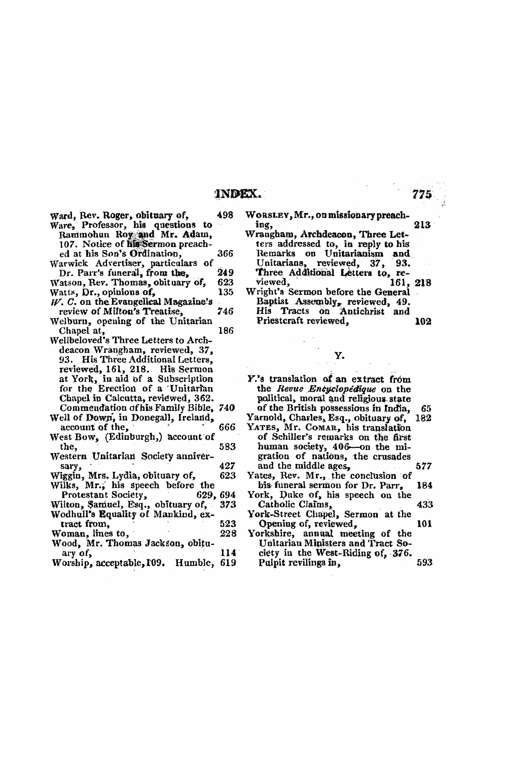 Monthly Repository (1806-1838) and Unitarian Chronicle (1832-1833): F Y, 1st edition, End matter - Untitled Article