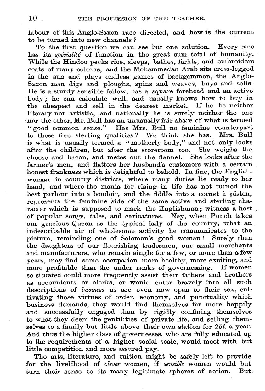 English Woman’s Journal (1858-1864): F Y, 1st edition - 10 The Profession Of The Teacher.