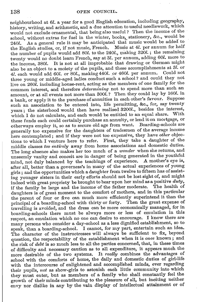 English Woman’s Journal (1858-1864): F Y, 1st edition - 138 Open Council.