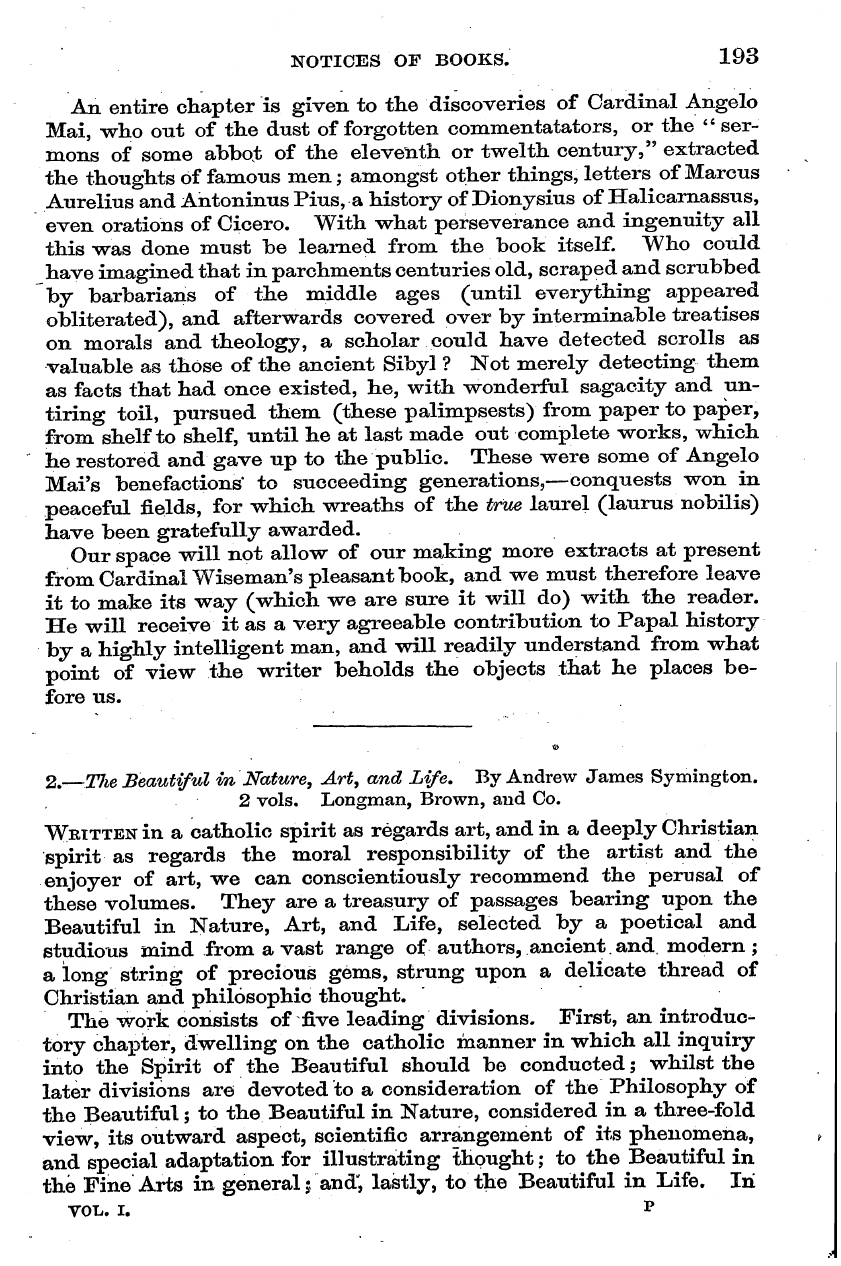 English Woman’s Journal (1858-1864): F Y, 1st edition - 2.—Tjie Beautiful In 2 Nature Vols. , Lo...