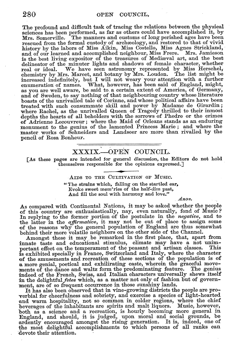 English Woman’s Journal (1858-1864): F Y, 1st edition - 280 Open Council.