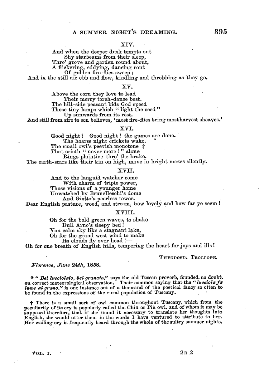 English Woman’s Journal (1858-1864): F Y, 1st edition - A Summer Night's Dkeaming. 395