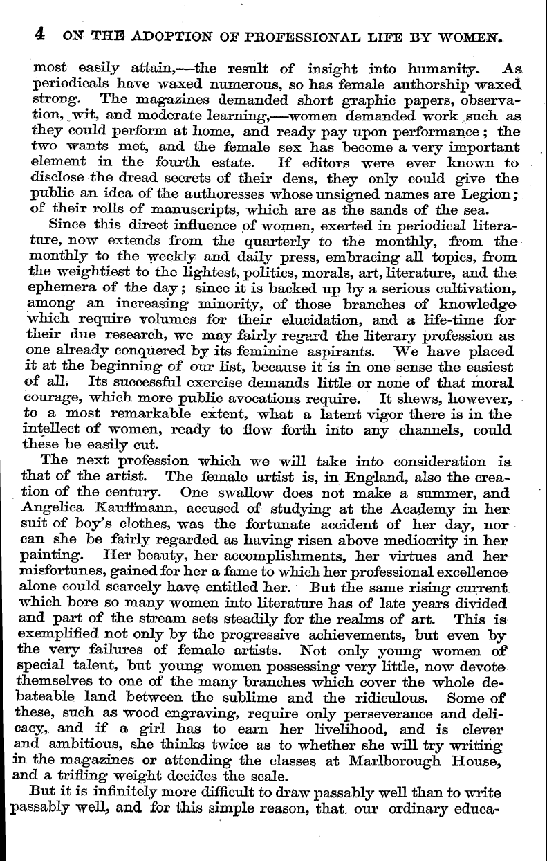 English Woman’s Journal (1858-1864): F Y, 1st edition - 4 On The Adoption Of Professional Life B...