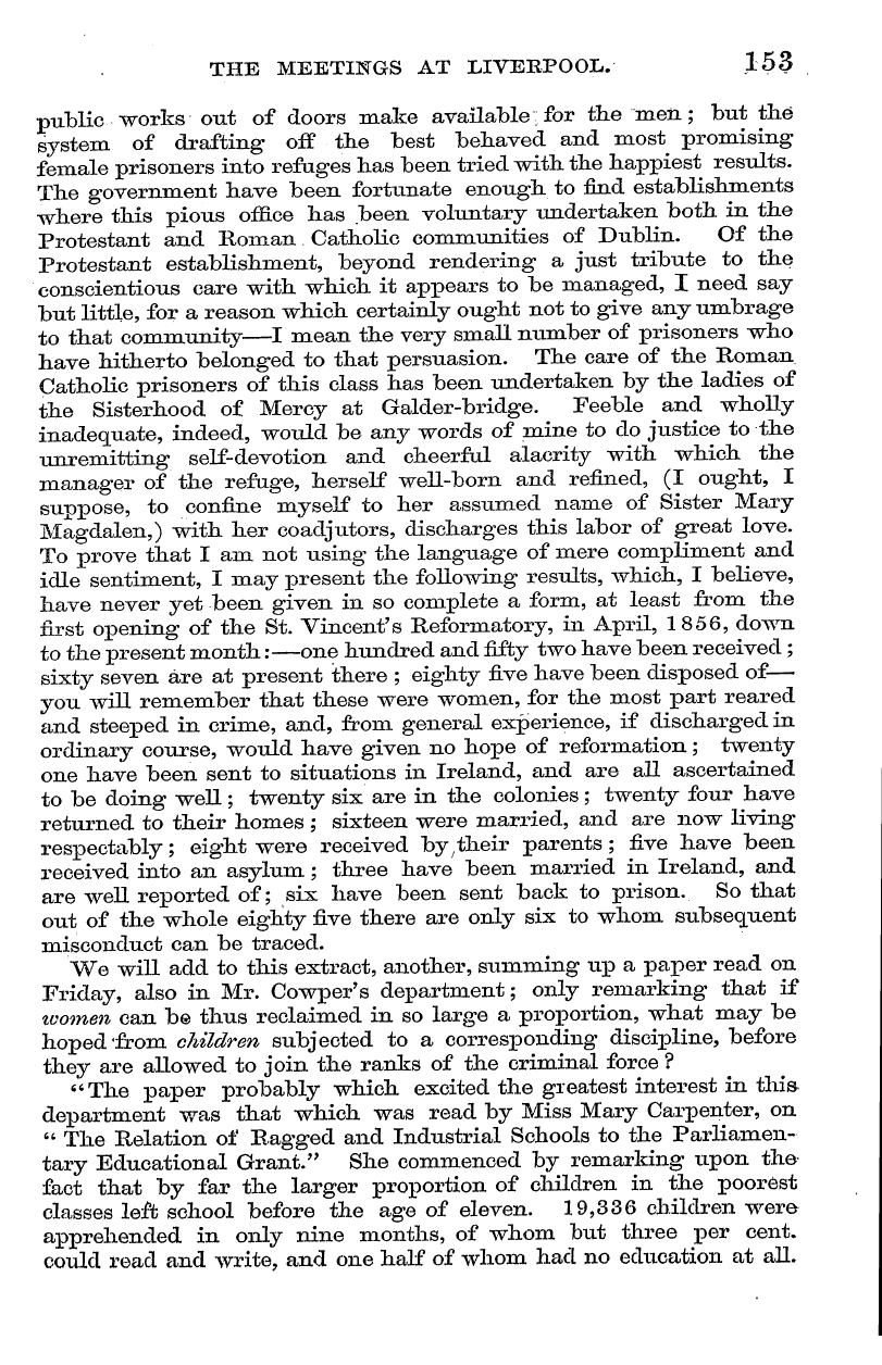 English Woman’s Journal (1858-1864): F Y, 1st edition - The Meetings At Liverpool. 153