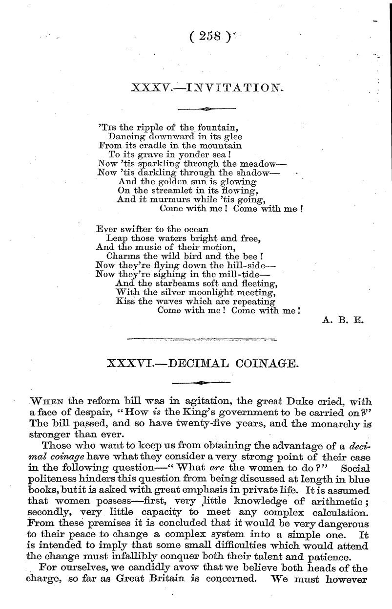 English Woman’s Journal (1858-1864): F Y, 1st edition - Xxxvi.—Decimal Coinage.
