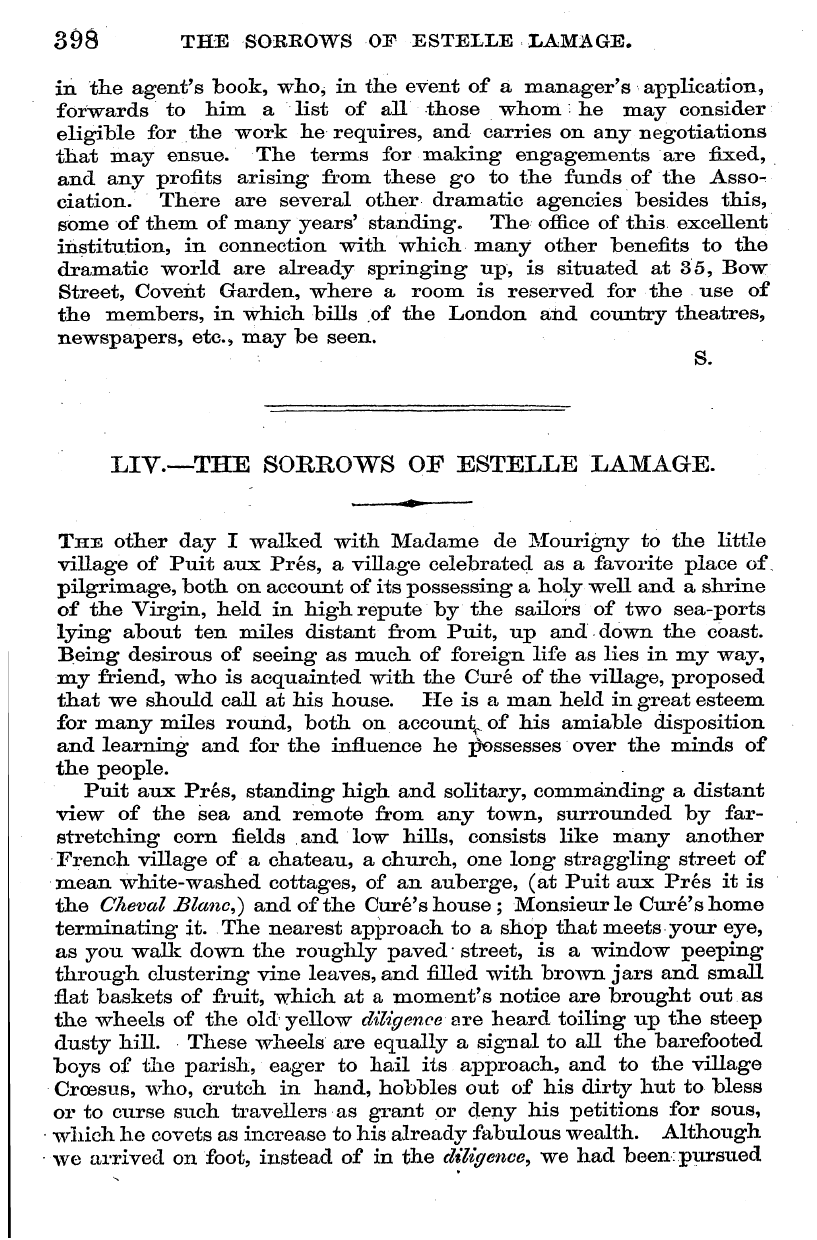 English Woman’s Journal (1858-1864): F Y, 1st edition - 398 The Sorrows Of Esteixe !Lam:Age.