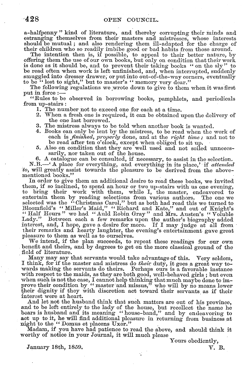 English Woman’s Journal (1858-1864): F Y, 1st edition - Madam, Number Having Of Read The Journal...