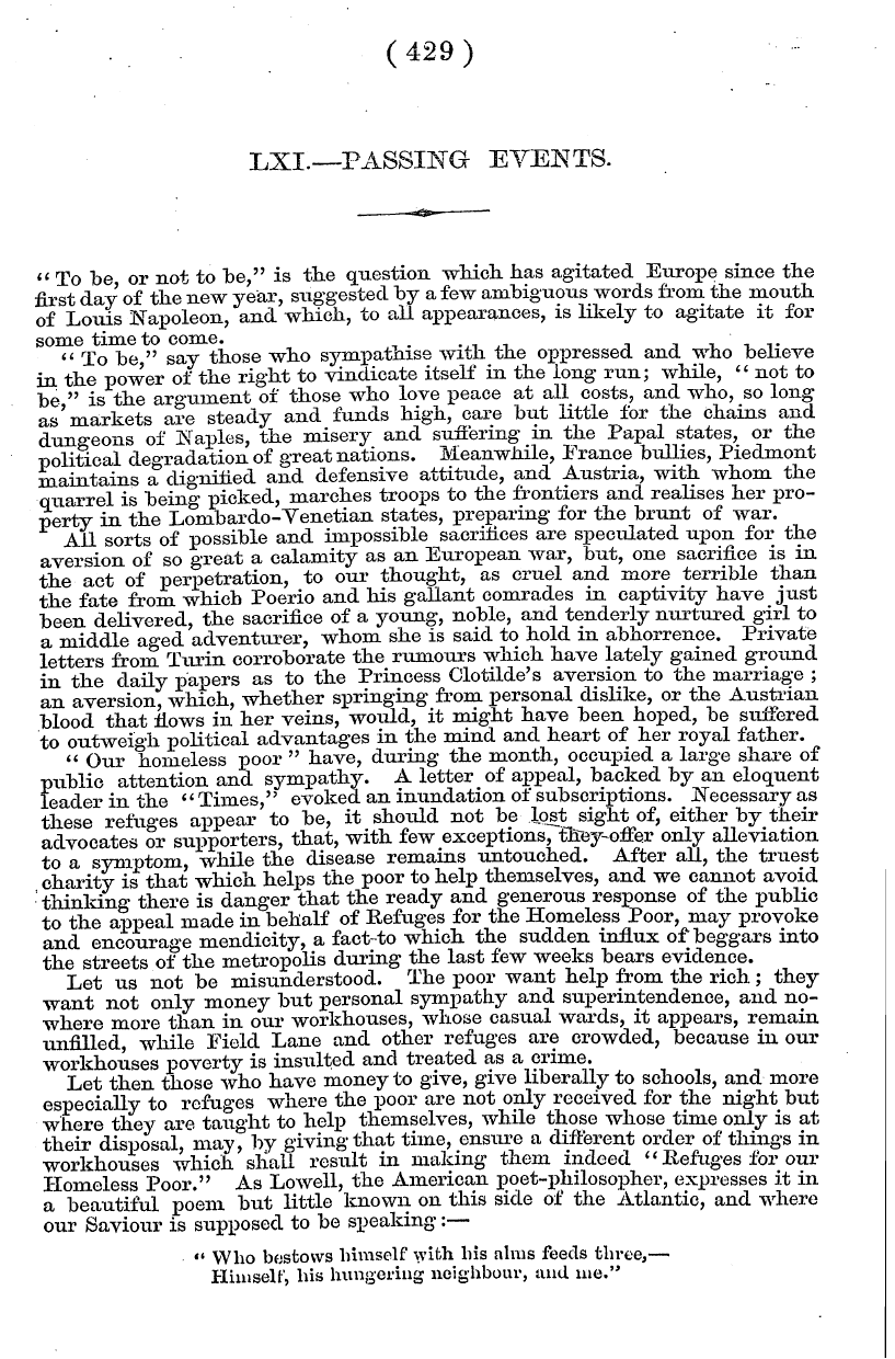 English Woman’s Journal (1858-1864): F Y, 1st edition - Lxl—Passing Events.