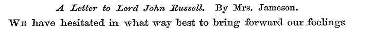 A. Letter to Lord John Jtussell. By Mrs....
