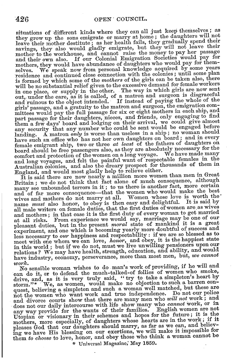 English Woman’s Journal (1858-1864): F Y, 1st edition - &%6 Open Council.