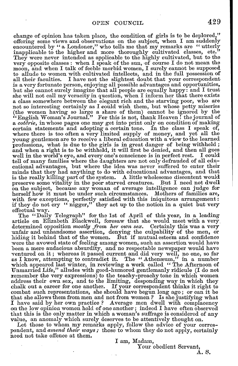 English Woman’s Journal (1858-1864): F Y, 1st edition - Open Council 429