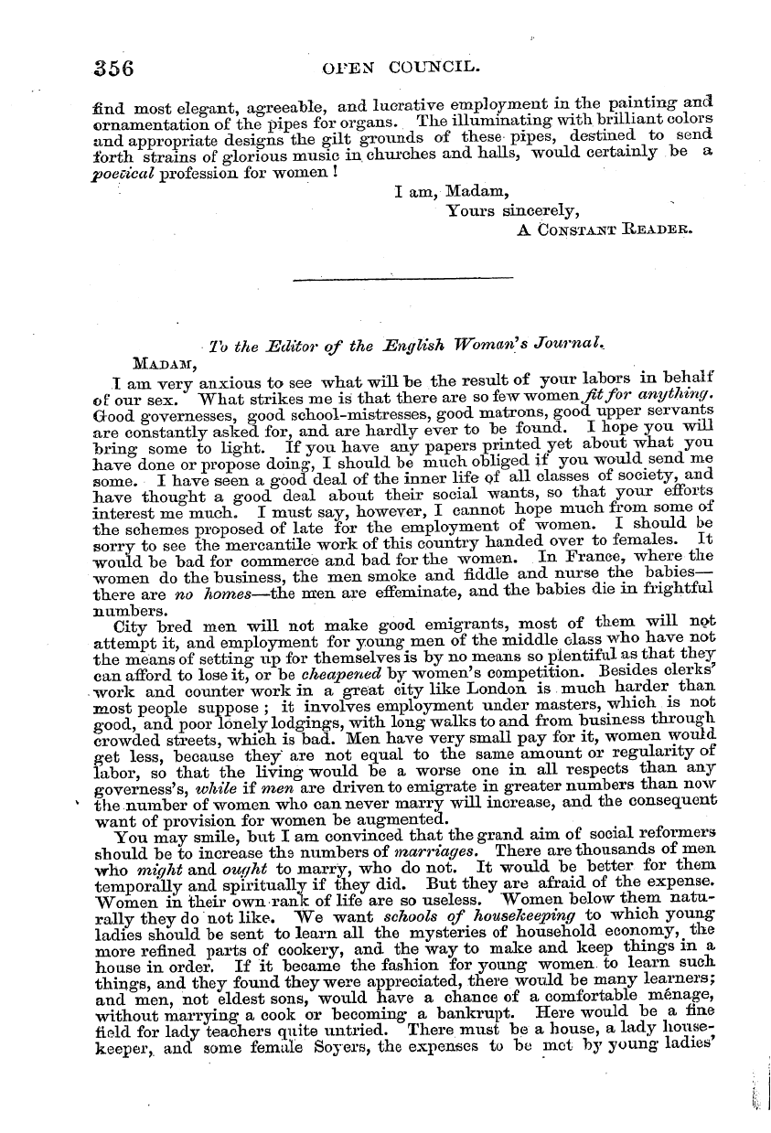 English Woman’s Journal (1858-1864): F Y, 1st edition - To The Editor Of The English Woman 9 S J...