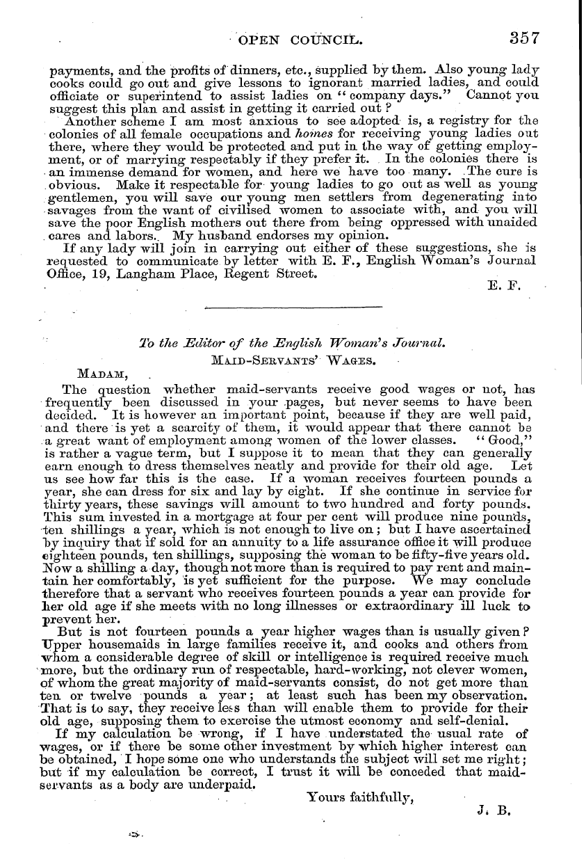 English Woman’s Journal (1858-1864): F Y, 1st edition - To The Editor Of The English Woman 9 S J...