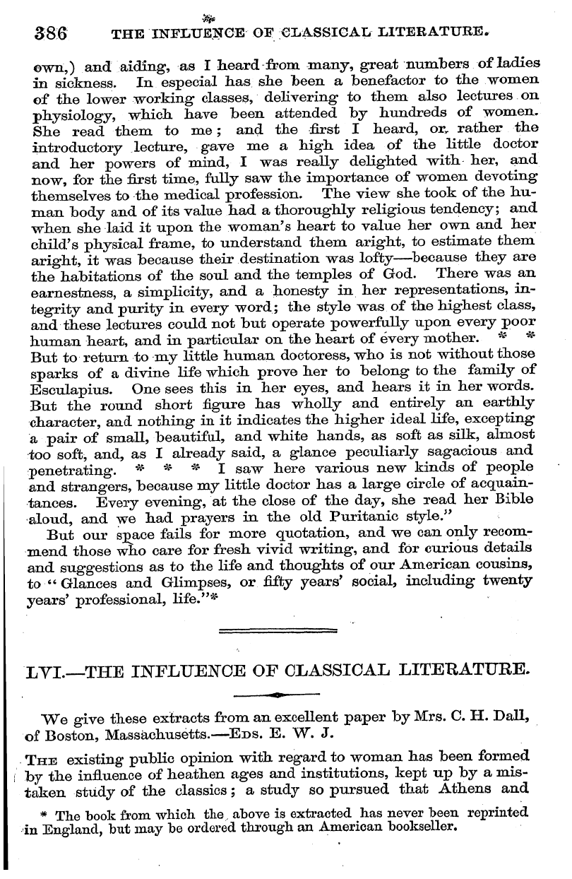 English Woman’s Journal (1858-1864): F Y, 1st edition - 4ft 386 The Influence Of €Iiassigal Lite...