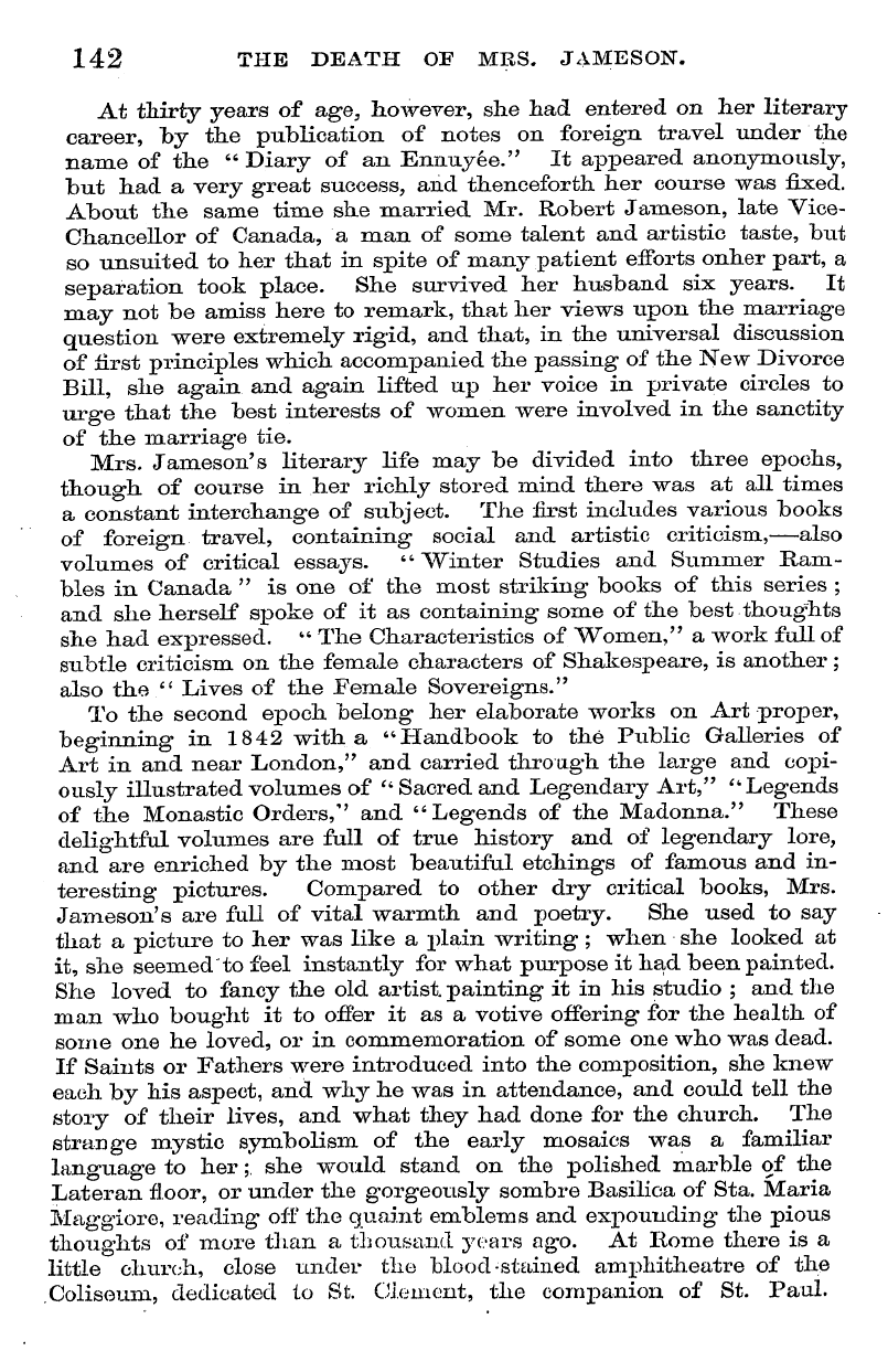 English Woman’s Journal (1858-1864): F Y, 1st edition - 142 The Death Of Mrs. Jameson.