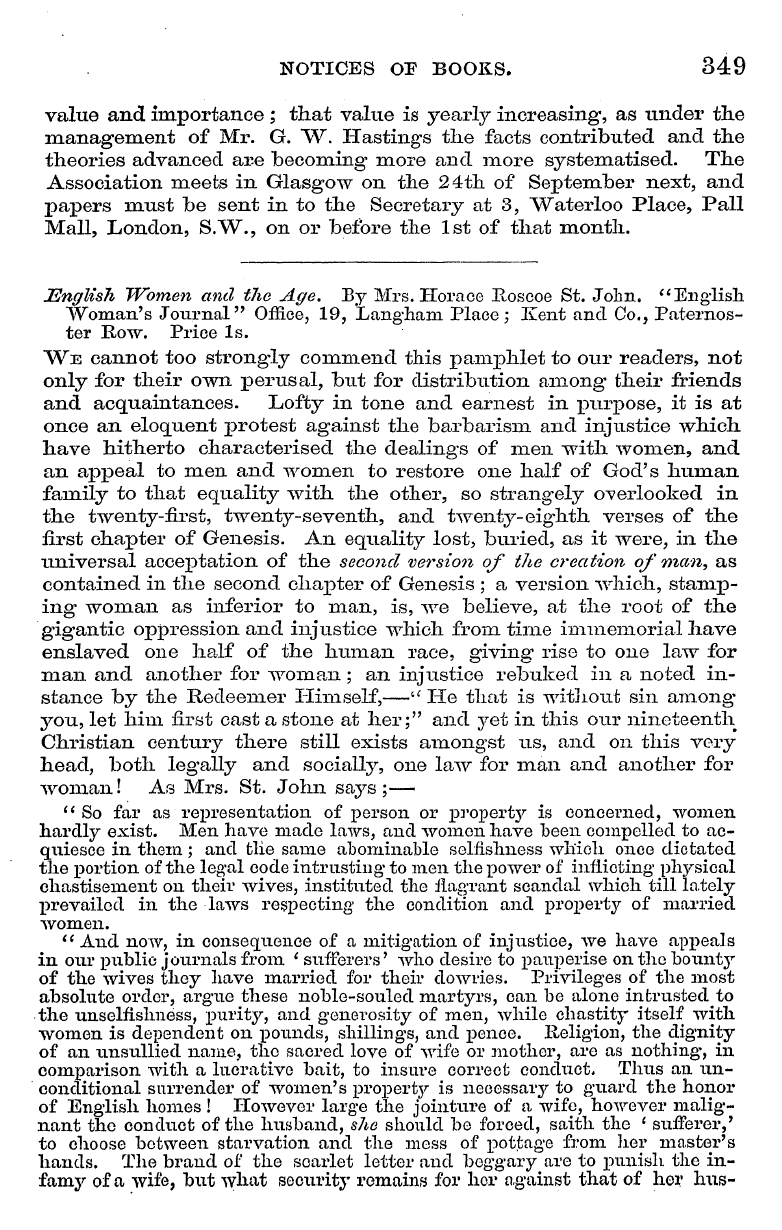 English Woman’s Journal (1858-1864): F Y, 1st edition - Jejng W L Oman Ish W 'S Omen Journal And...