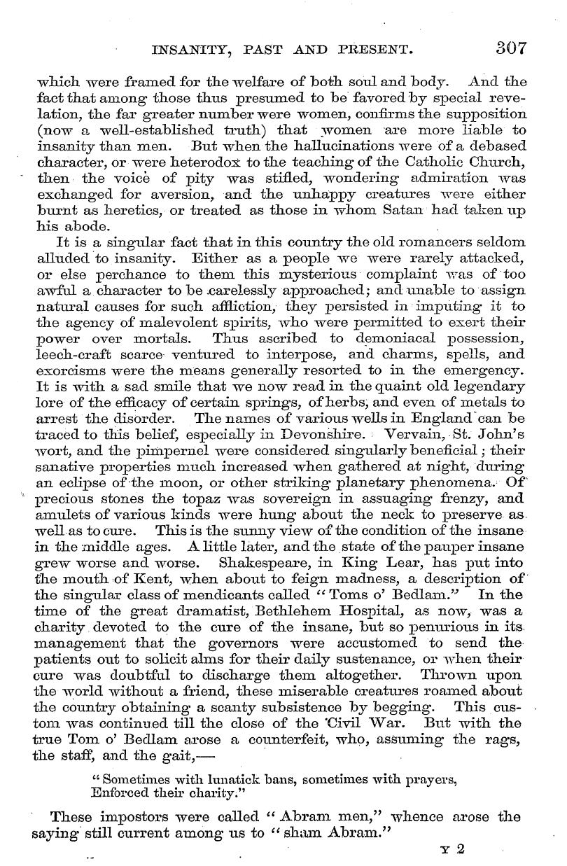 English Woman’s Journal (1858-1864): F Y, 1st edition - Insanity , Past And Present. 307