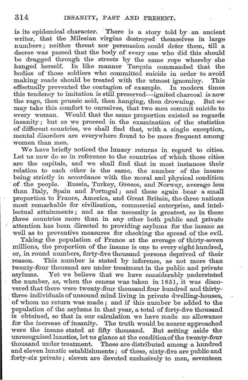 English Woman’s Journal (1858-1864): F Y, 1st edition - 314 Insanity, Past And Present.