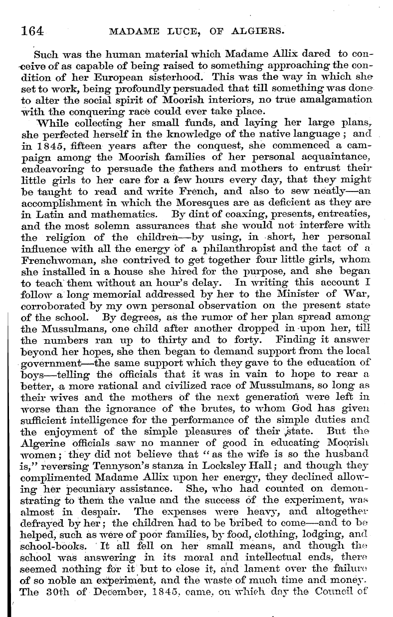English Woman’s Journal (1858-1864): F Y, 1st edition - 164 Madame Ujce, Of Algieks.