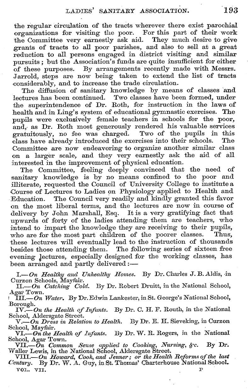 English Woman’s Journal (1858-1864): F Y, 1st edition - Ladies 7 Sanitaby Association. 193