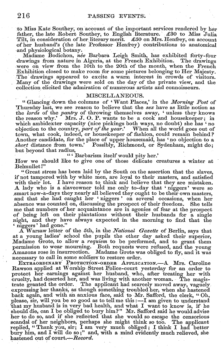 English Woman’s Journal (1858-1864): F Y, 1st edition - Public And Political. The Mortal Remains...