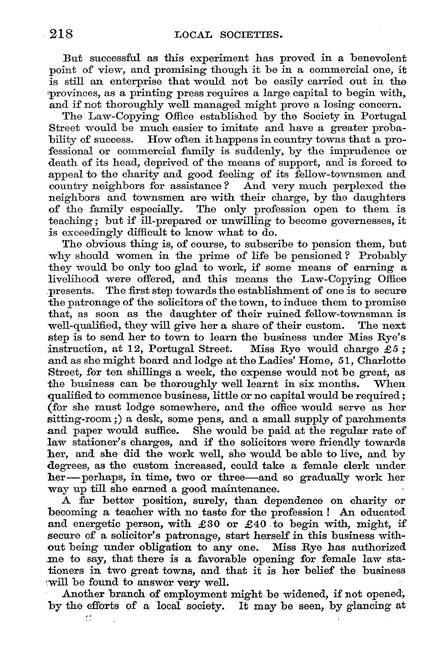 English Woman’s Journal (1858-1864): F Y, 1st edition - 218 Local Societies.