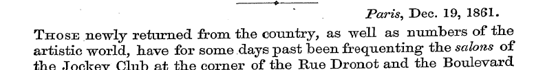 o- Paris, Dec. 19, 1861. the artistic Th...