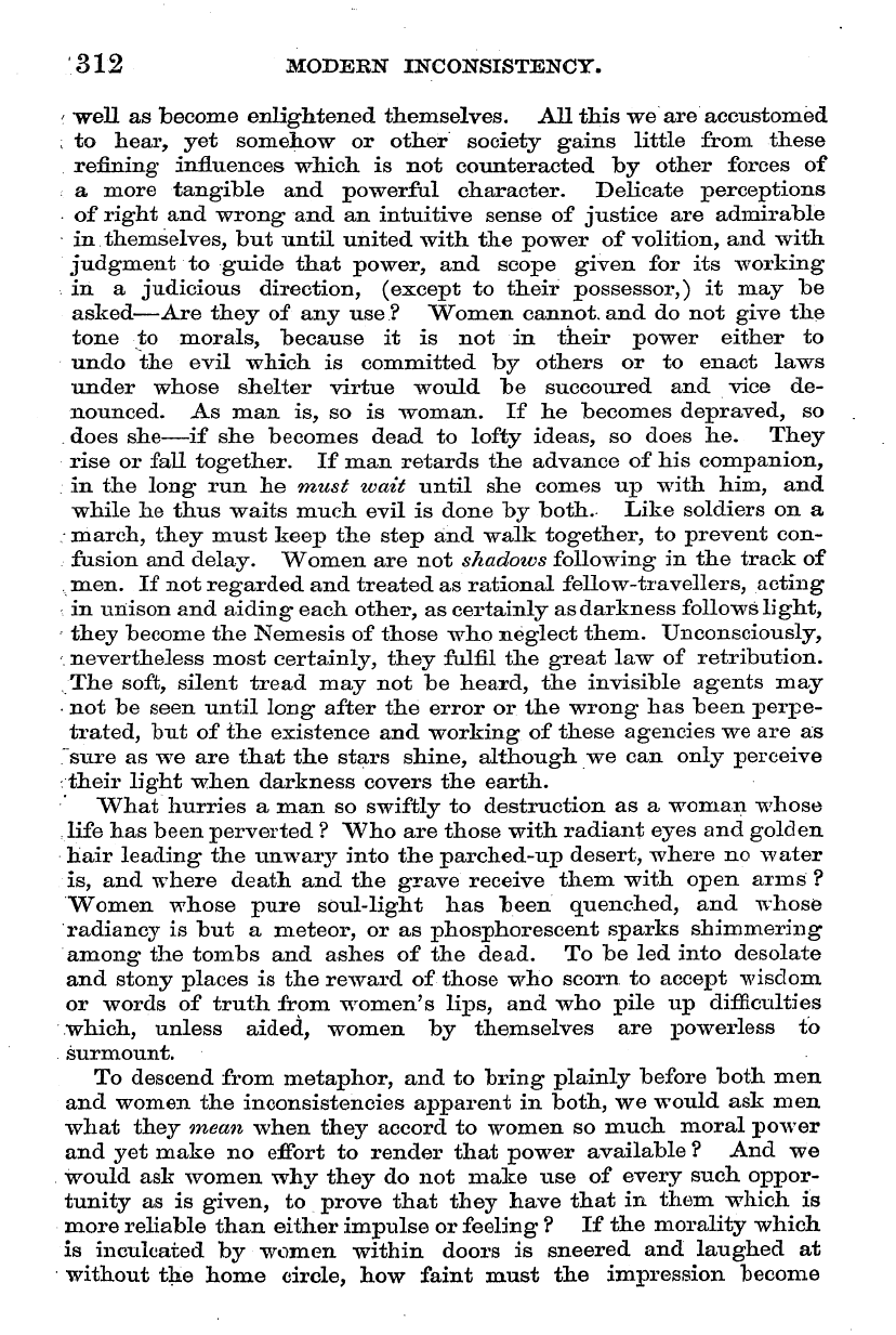 English Woman’s Journal (1858-1864): F Y, 1st edition - 312 Modern Inconsistency.