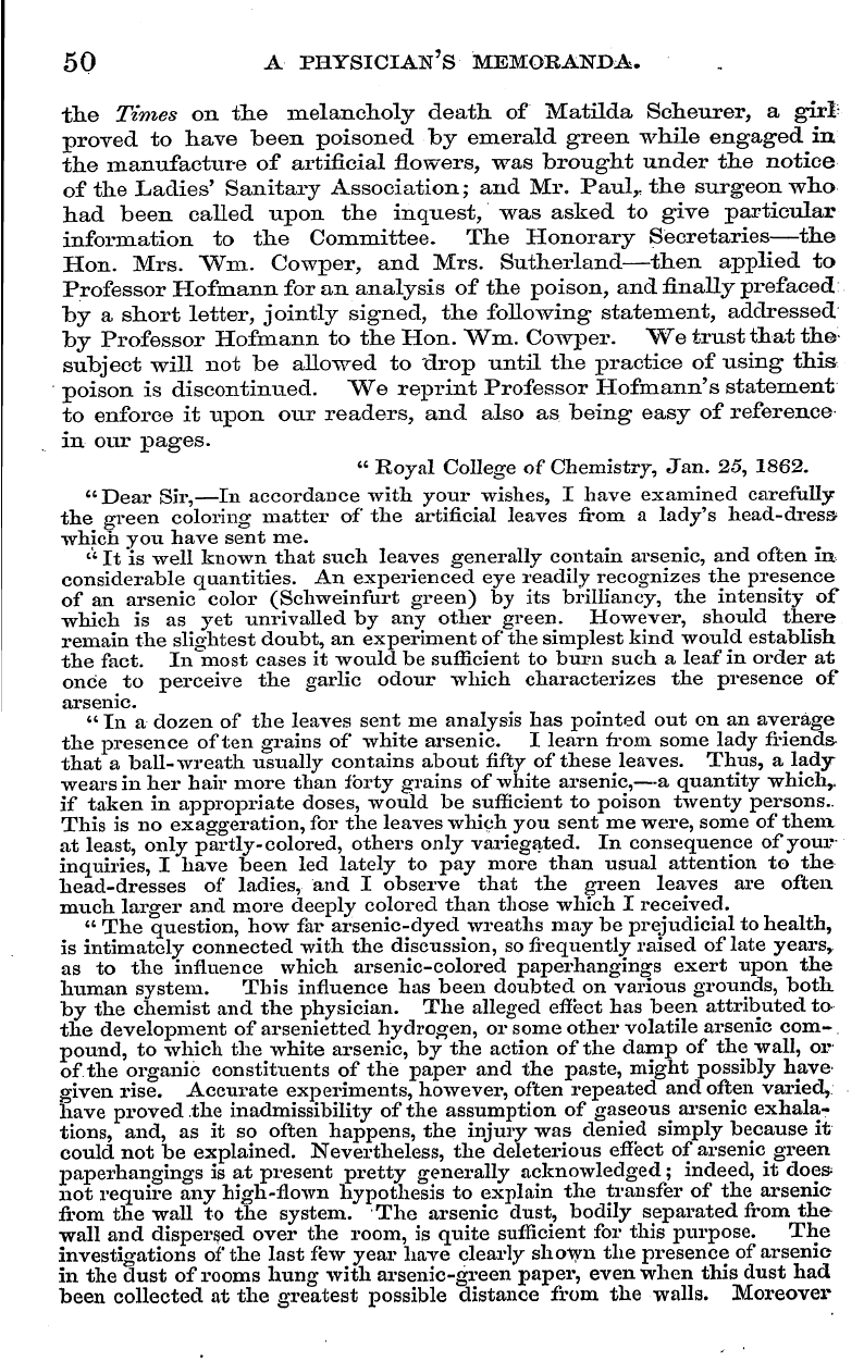 English Woman’s Journal (1858-1864): F Y, 1st edition - 50 A Physician's Memoranda.