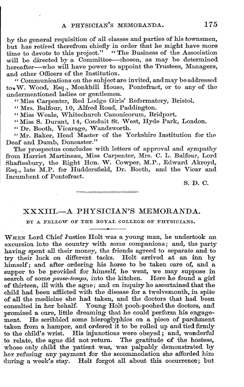 English Woman’s Journal (1858-1864): F Y, 1st edition - A Physician's Memoea1stda. 175