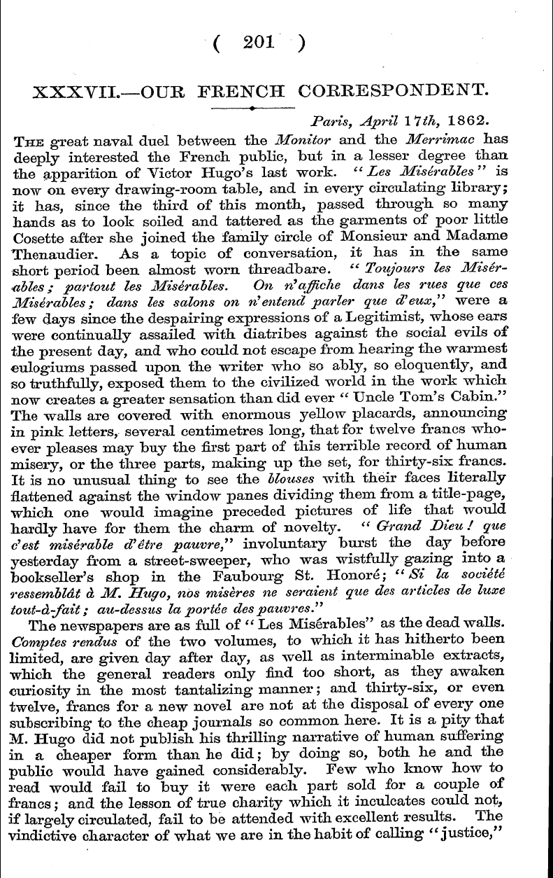 English Woman’s Journal (1858-1864): F Y, 1st edition - Xxxvil—Our French # Correspondent.