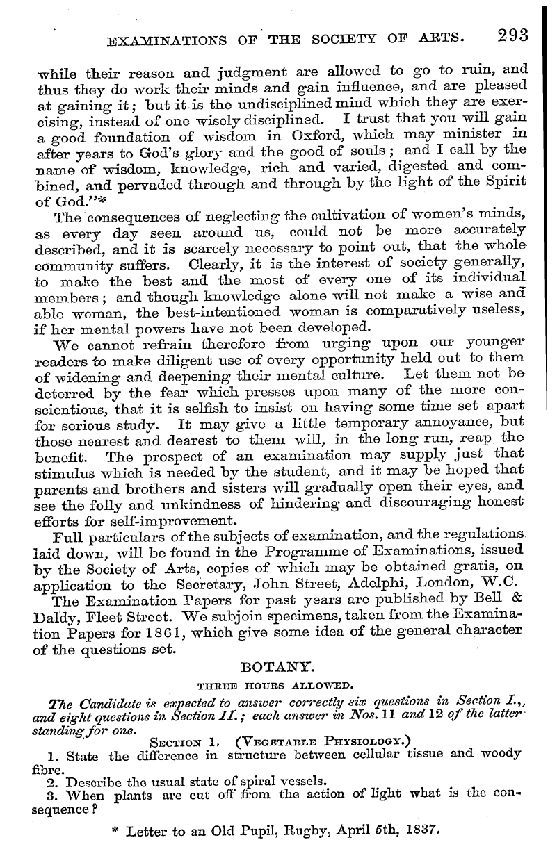 English Woman’s Journal (1858-1864): F Y, 1st edition - Examinations Op The Society Of Arts. 293